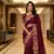 Maroon Color Malti Colour Thread Embroidery work  art silk saree