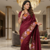 Maroon Color Malti Colour Thread Embroidery work  Silk Saree