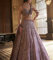 Mauve Kasturi Silk Sequins Embroidered Bridal Lehenga Choli With Net Dupatta