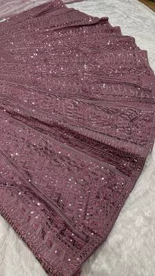 Mauve Kasturi Silk Sequins Embroidered Bridal Lehenga Choli With Net Dupatta 4