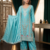 Elegant sky blue embroidered kurta palazzo set with dupatta