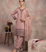 Elegant blush pink embroidered kurta set with farshi salwar