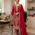 Elegant red embroidered kurta palazzo set with dupatta