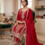 Elegant red embroidered kurta palazzo set with dupatta