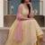 Elegant pastel yellow anarkali dress with soft pink dupatta