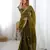 Mehendi color jimmichu silk embroidery work party wear saree