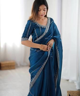Morepich color jimmichu silk embroidery work party wear saree 2