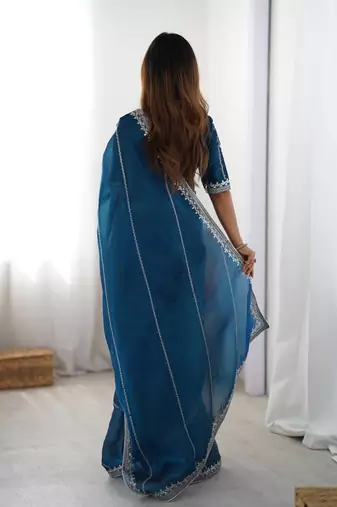 Morepich color jimmichu silk embroidery work party wear saree