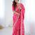 Pink color heavy japan satin silk embroidery work partyw ear saree