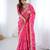 Pink color heavy japan satin silk embroidery work partyw ear saree