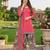 Pink printed cotton blend stitched floral print salwar kurta dupatta for women