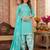 Aqua blue printed cotton blend stitched geometric print salwar kurta dupatta for women