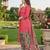 Pink printed cotton blend stitched floral print salwar kurta dupatta for women