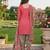 Pink printed cotton blend stitched floral print salwar kurta dupatta for women