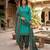 Teal printed cotton blend stitched geometric print salwar kurta dupatta for women