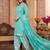 Aqua blue printed cotton blend stitched geometric print salwar kurta dupatta for women