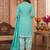 Aqua blue printed cotton blend stitched geometric print salwar kurta dupatta for women