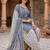 Grey printed cotton blend stitched geometric print salwar kurta dupatta for women