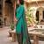 Teal printed cotton blend stitched geometric print salwar kurta dupatta for women