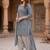 Grey printed cotton blend stitched geometric print salwar kurta dupatta for women