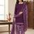 Purple printed cotton blend stitched floral print salwar kurta dupatta for women