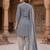 Grey printed cotton blend stitched geometric print salwar kurta dupatta for women