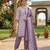 Purple printed cotton blend stitched floral print salwar kurta dupatta for women