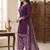 Purple printed cotton blend stitched floral print salwar kurta dupatta for women