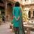 Teal printed cotton blend stitched geometric print salwar kurta dupatta for women