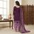 Purple printed cotton blend stitched floral print salwar kurta dupatta for women