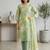 Green printed cotton blend stitched floral print salwar kurta dupatta for women