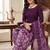 Purple printed cotton blend stitched floral print salwar kurta dupatta for women