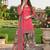 Pink printed cotton blend stitched floral print salwar kurta dupatta for women