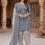 Grey printed cotton blend stitched geometric print salwar kurta dupatta for women