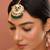 Gold plated kundan green stones Maang Tikka