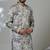 Grey multicolor neck work embroidery print kurta for men | premium designer men's kurta