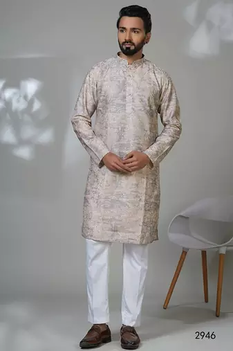 Aesthetic grey embroidery kurta for men | premium designer men's kurta