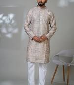 Aesthetic grey embroidery kurta for men | premium designer men's kurta