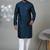 Aesthetic peacock blue neck work embroidery kurta for men | premium designer men's kurta
