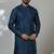 Aesthetic peacock blue neck work embroidery kurta for men | premium designer men's kurta