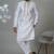 White golden foilneck work kurta for men | premium designer ethnic wear