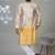 Aesthetic yellow color neck embroidery kurta for men | premium designer men's kurta