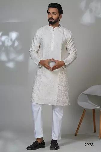 White embroidery kurta for men | premium designer men's kurta
