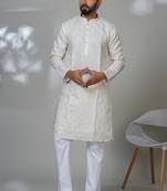 White embroidery kurta for men | premium designer men's kurta