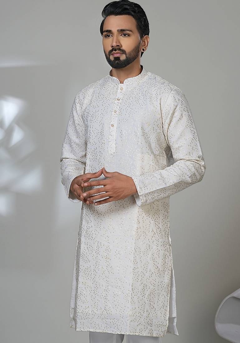 White embroidery kurta for men | premium designer men's kurta