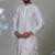 Aesthetic white neck embroidery kurta for men | premium designer men's kurta