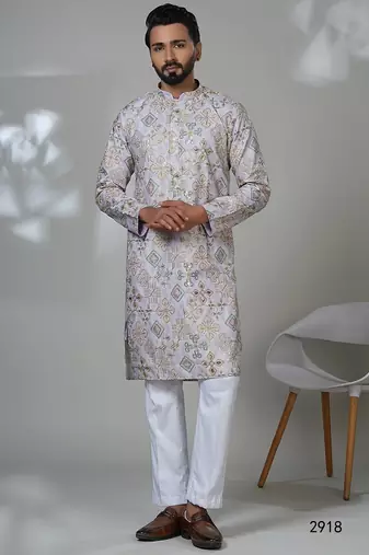 Aesthetic position print embroidery kurta for men | premium designer men's kurta