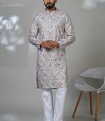 Aesthetic position print embroidery kurta for men | premium designer men's kurta