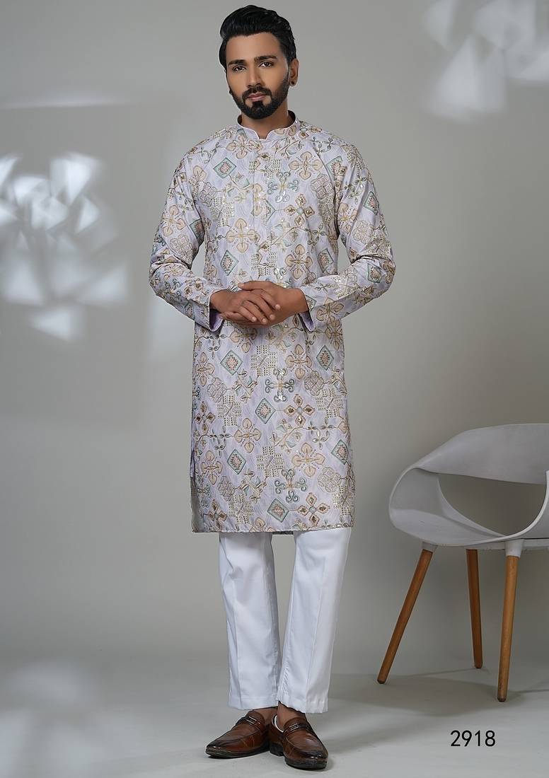Aesthetic position print embroidery kurta for men | premium designer men's kurta