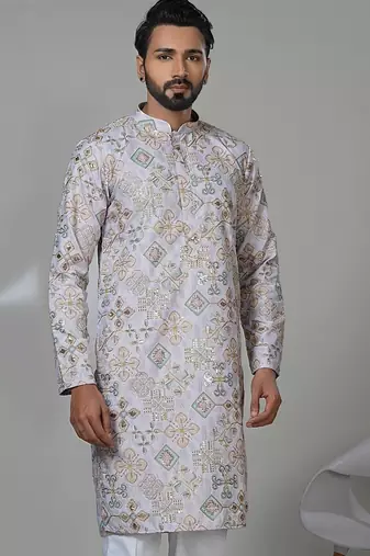 Aesthetic position print embroidery kurta for men | premium designer men's kurta